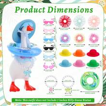 7 Inch Hawaiian Desk Goose Outfits Summer Dolphin Pattern Swimming Rings, Sunglasses, Hats, Necklaces, And Dresses Set - Colorful - View 8