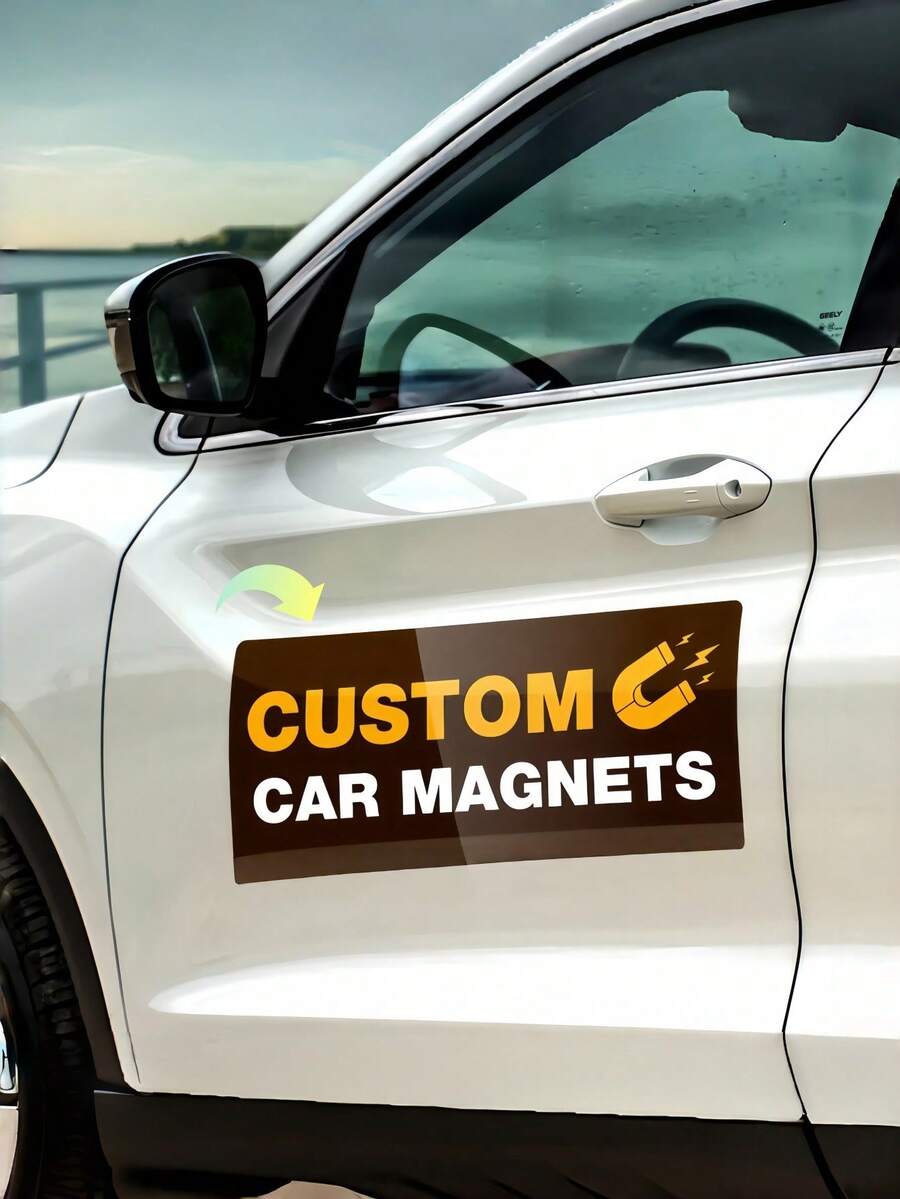 1pc Customizable Large Magnetic Car Sticker - Square, Round, Rectangular Options, Full Color, Durable And Reusable, Perfect For Cars, Trucks, Commercial Advertising, Home Decor, Birthday, Holiday Gifts - Multicolor - View 1