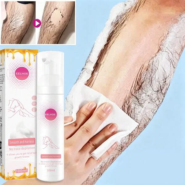 EELHOE Honey Mousse Hair Removal Spray. This Product Can Remove Hair All Over The Body, Including Underarms And Legs. It Features A Gentle Moisturizing Foam For Underarms And Legs. Suitable For All Skin Types. Smooth And Shiny Skin. Ideal For Daily Use.