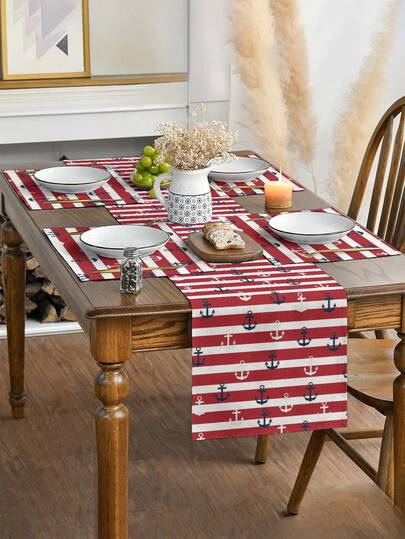 1/4/5/6/7pcs Meituan Independence Day Style, American Nautical Print Microwave Dust Cover, Protective Cover, Suitable For Decorating Indoor And Outdoor Dining Tables For Holidays, Home Decor Set, Living Room Decor Set, Bedroom Decor Set, Dining Room Decor Set, Linen-Like Material, Multiple Sizes Available, Dining Decor, Tabletop Decor, Tablecloth, Fireplace Scarf, Placemat, Heat Insulation Mat, Home Decor