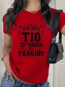 100% Cotton. Text That Proudly Celebrates The Fun And Protective Family Role Of Being An Uncle And Godfather, Showing Affection And Authentic Humor. Women's T-Shirt, 100% Cotton, Comfortable And Modern. Women's Simple Solid Color T-Shirt, Loose And Slim Fit Casual Short Sleeve - 紅色的 - 查看 11