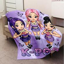 1件 K-POP圖案毛毯，高級親膚法蘭絨居家沙發披毯，超柔軟舒適，低致敏面料，數位印花，適用於床鋪、沙發、露營、旅行、汽車，生日與節日裝飾的理想四季禮物，輕奢單品 | 紋理設計 | 耐用面料 - 彩色 - 查看 5