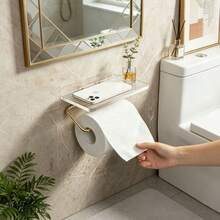 1 Giá đỡ giấy vệ sinh bằng acrylic trong suốt kèm giá để điện thoại, giá đựng giấy vệ sinh treo tường, thích hợp cho nhà bếp, phòng vệ sinh, phòng tắm, có thể cố định bằng keo dán hoặc vít. - Nhiều màu - Xem 3