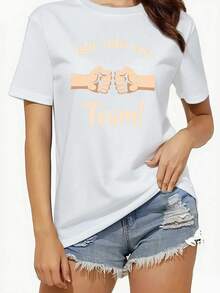 Women's Inspirational T-Shirt With The German Phrase "We Are A Team!" - Comfortable Fit, Casual Crew Neck, Short Sleeves, Featuring The Colors Of The German Flag And A Team Uniform Design, Suitable For Training, Team Activities, And Casual Wear - Casual T-Shirt Suitable For All Seasons, Size S, And Casual Use - Geo - 白色 - 查看 1