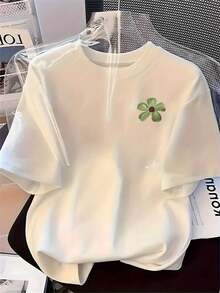 Fashionable Printed Top For Women, Soft, Versatile, With Floral Print And Short Sleeves. - White - View 1