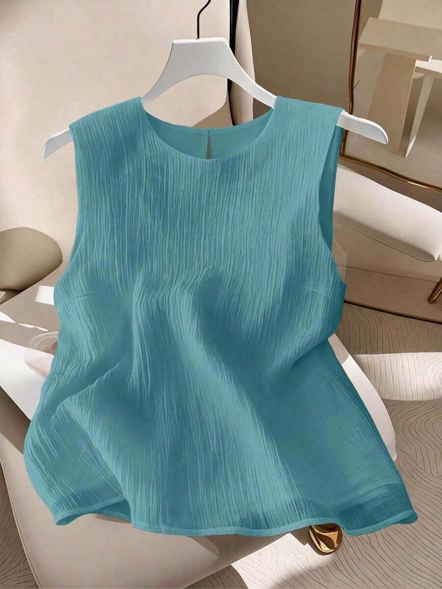 de tirantes de unicolor casual de talla grande, verano - Azul - Ver 1