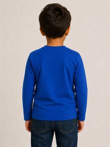 Brazil World Cup Long-Sleeved Children's T-Shirt In Cotton, Sizes 2 To 12 - 藍色 - 查看 2