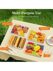 2pcs Reusable Party Serving Trays, Suitable For Vegetables, Fruits, Snacks, Desserts, Cookies, Cheese, Food Display Platters - View 7