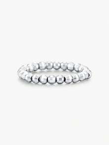 Nhẫn MODIAN bằng bạc Sterling 925, kiểu dáng đơn giản, có thể xếp chồng lên nhau, đính hạt hình học lấp lánh, dành cho nữ, trang sức cao cấp. - Bạc - Xem 1