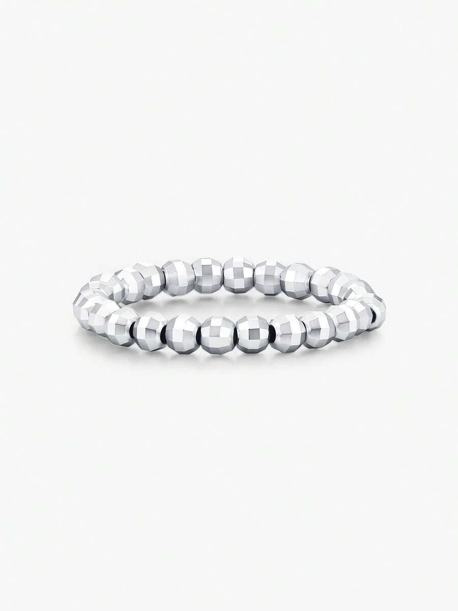 Nhẫn MODIAN bằng bạc Sterling 925, kiểu dáng đơn giản, có thể xếp chồng lên nhau, đính hạt hình học lấp lánh, dành cho nữ, trang sức cao cấp. - Bạc - Xem 1