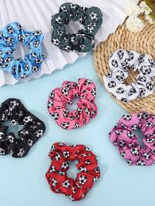 Juego de 4/8 piezas de sujetadores de cola de caballo deportivos de fútbol de color aleatorio, diademas elásticas de fútbol, bandas elásticas para cola de caballo alta de moda para mujer, accesorios para el cabello, adecuados para uso diario, fiestas, deportes y fitness, peinado de animadora para el día del partido - Multicolor - Ver 2