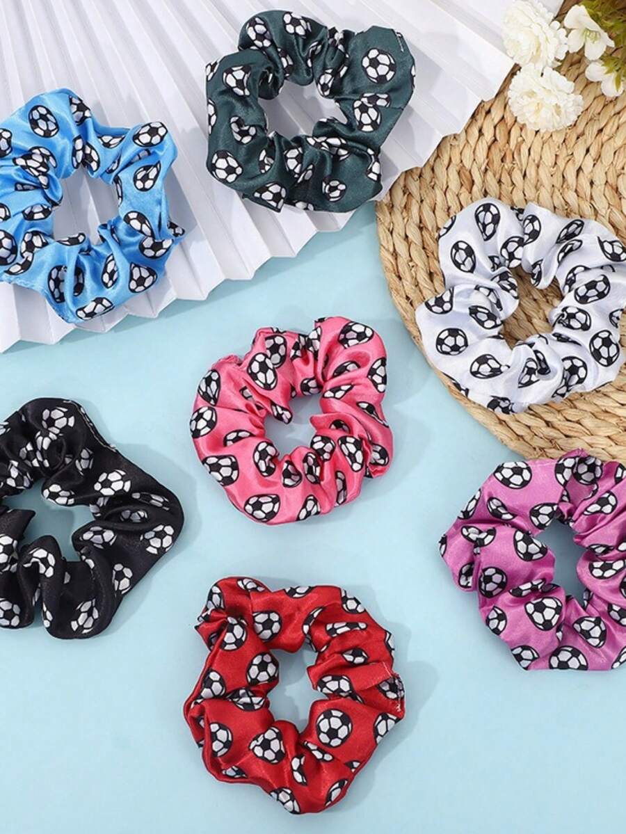 Juego de 4/8 piezas de sujetadores de cola de caballo deportivos de fútbol de color aleatorio, diademas elásticas de fútbol, bandas elásticas para cola de caballo alta de moda para mujer, accesorios para el cabello, adecuados para uso diario, fiestas, deportes y fitness, peinado de animadora para el día del partido