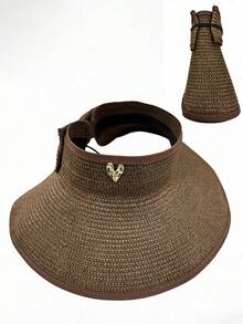 Mũ rơm gấp gọn, mũ rộng vành che nắng với nơ trang trí dễ thương, mũ polyester đa năng phong cách bohemian thanh lịch dành cho hoạt động ngoài trời, đi biển, mùa xuân/hè, kỳ nghỉ, du lịch. - Mũ rơm - Xem 27