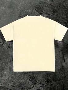 VHUTHK (220 Cotton T-Shirt) For Men, Round Neck, Short Sleeve, Casual, Printed, Y2k Style - 杏色 - 查看 2