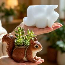 SUPWANPENG Cute Squirrel Succulent Planter Plaster Resin Silicone Mold Basket Squirrel Planter Cement Concrete Mold Home Decor Silicone Mold - A - View 1
