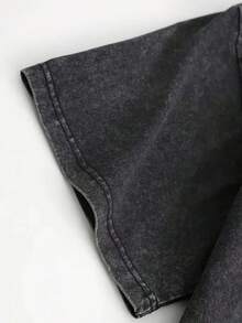 1 Piece Of Men's 250g Washed Vintage Cotton T-Shirt, 2026 Model, Popular - Dark Gray/Blue Butterfly Pattern, Loose Urban Style, Suitable For Daily Wear And Special Occasions - Machine Washable, Birthday Gift, Geometric Pattern T-Shirt, Durable Fabric, A Must-Have Casual Fashion Item, The First Choice For Enthusiasts, Casual Sweatshirt. | | Durable Pure Cotton Material, Suitable For All Seasons, Holidays And Casual Wear, 180g Washed Cotton 100% Cotton. - 黑色 - 查看 3