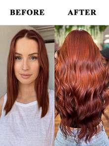 Set de 6 extensiones de cabello ondulado suave, de 20 pulgadas de color rojo-marrón con clips, extensiones de cabello sintético rizado, adecuadas para fiestas de Halloween y uso diario - Rosa Oxidada - Ver 8