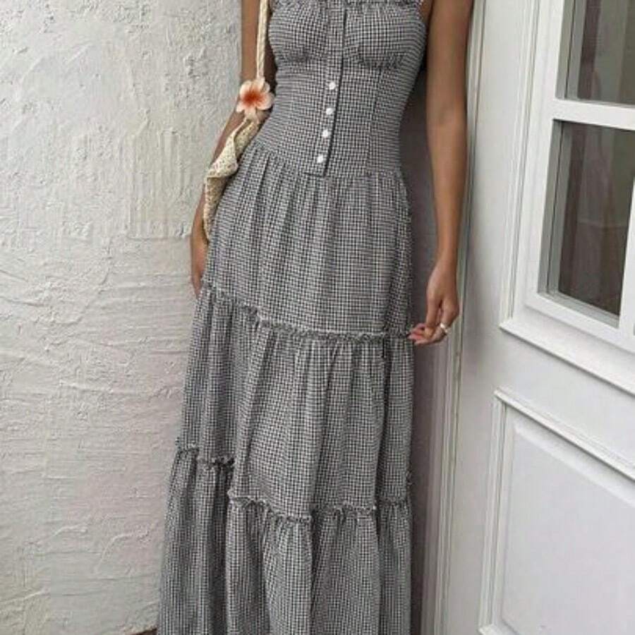Flowy Dress, Elegant Lady-Like Style - Negro - Ver 1