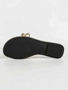 French Elegant Bowknot Open Toe Flat Sandals - Gold - View 11