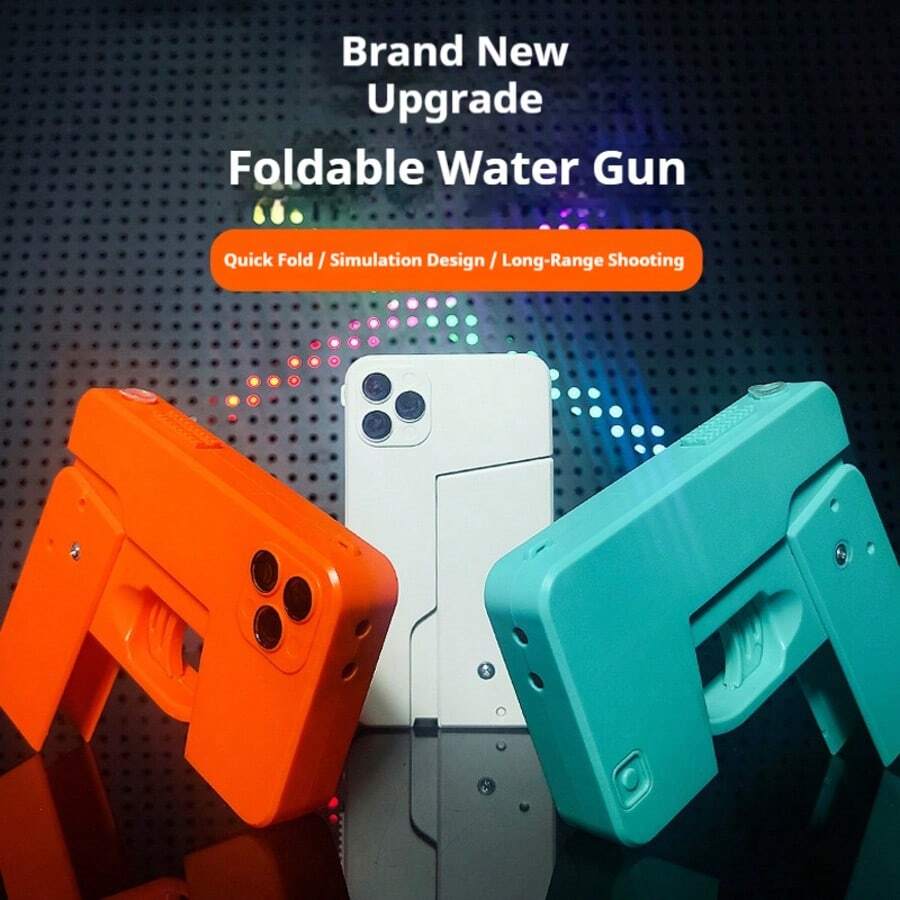 Pistol Air Genggam Lipat Mini dengan Dua Nozel, Tembakan Beruntun Manual, Mainan Air Seru untuk Menghilangkan Stres di Musim Panas, Hadiah Ulang Tahun/Natal/Halloween