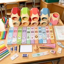 12pcs/5pcs/4pcs/2pcs/1pc Colored Pencil Storage Box - Portable Design, Can Separately Store Pens And Pencils, Suitable For Students, Office And Home Use. Cute Cartoon Shape, Office Supplies. Fun Design. Portable Storage Box As Pencil Case, Suitable For Christmas Use. Desk Accessories, Suitable For Office, School Supplies,Back To School - Multicolor - View 12