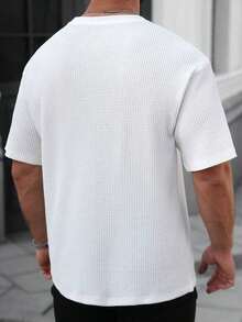 Men's Loose Fit Shirt With Dropped Shoulders And Solid Color - 白色 - 查看 4