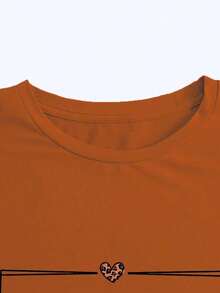 Camiseta talla grande estampada con "La amabilidad es gratis" - Marrón - Ver 3