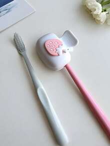 1/2pcs Cute Strawberry Pattern Toothbrush Holder With Cover, Portable Toothbrush Storage Container In Pink & White, Toothbrush Protector Case For Travel, Best Gift For Couples, Friends, Family, Teachers, Travel Lovers, Essential For Home & Dorm - View 4