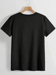 Plus Size - Plus Size - 250th Anniversary T-Shirt, Featuring An American Flag Design To Celebrate The 250th Anniversary Of The United States, With A Neutral, Loose, And Casual Fit. - 黑色 - 查看 3