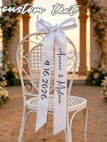 1/2/10pcs Ruban de siège de mariage personnalisé avec nom, décoration de chaise réservée personnalisée pour la réception, étiquettes de cartes de place souvenir pour la fête prénuptiale, cadeau de mariage rustique - Multicolore - Voir 5