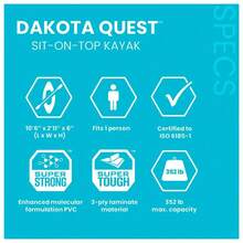 68245EP 10.5ft Dakota Quest SitOnTop Inflatable Kayak, Kayak Folds Into Backpack, 352lbs Capacity, Hand Air Pump, Paddle, Phone - As Illustrated - View 2