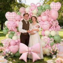 134pcs Silly Goose Balloon Arch Set, Includes Checkered Heart-Shaped Foil Balloons And Latex Balloons In Various Colors. Perfect For Birthday Parties, Gender Reveal Parties, Baby Showers, And Retro Goose-Themed Party Decorations. - View 6