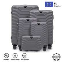 W WINGS مجموعة أمتعة عائلية كبيرة أو حقيبة سفر 14 بوصة 16 18 20 24 28 بوصة ABS+ | قفل مركب، مقبض تلسكوبي، جودة عالية، عجلات دوارة 360° - رمادي - مشاهدة 1
