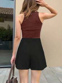 Set de 2 piezas con top sin mangas y shorts de unicolor casual para mujer - Multicolor - Ver 2