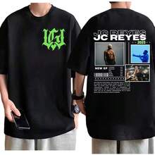 T-shirt Merch de la tournée 2026 du rappeur Jc Reyes pour hommes et femmes. T-shirt Harajuku hip-hop pop music, mode d'été décontractée à manches courtes - Noir - Voir 1