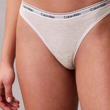 Calvin Klein Calvinklein Icon Logo Thong Underwear  Women  Panties QD5043  Thongs For Women Underwear - Snow Heather - View 2