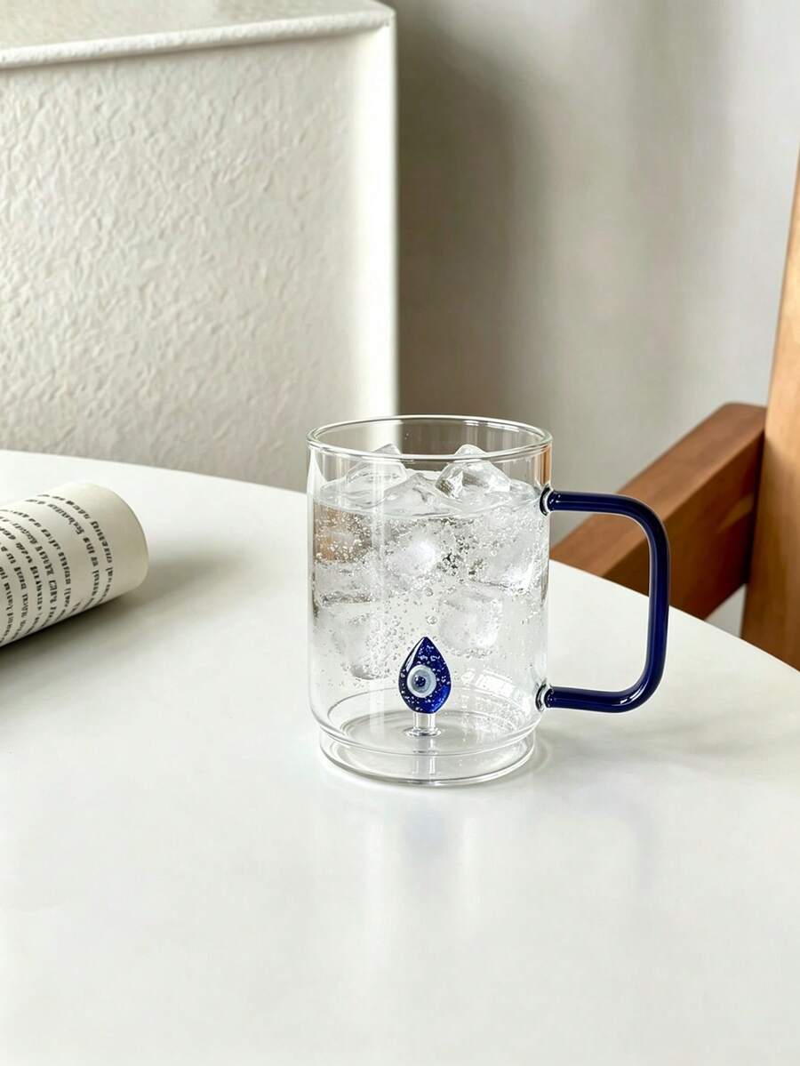 1 cốc cà phê thủy tinh 400ml có tay cầm, họa tiết mắt ác, cốc thủy tinh trong suốt dùng cho đồ uống nóng, trà, cappuccino, latte, espresso, nước ép, matcha, thích hợp cho gia đình và quán cà phê, phụ kiện quầy cà phê dễ thương, quà tặng Ngày của Mẹ, món đồ đáng yêu cho bé gái, quà tặng thú vị, quà tặng cho người làm công tác xã hội, quà sinh nhật.