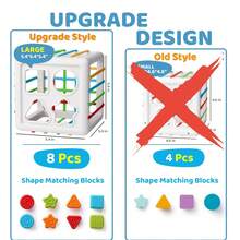 8pcs Montessori Multi-Sensory Shape Toys & Cube Storage Box, Shape Matching Baby Toys For Girls & Boys Birthday Gift, Toddler Development Learning Toys, Learning & Fine Motor Skills Training - Multicolor - View 8