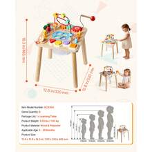 Montessori Activity Table For Toddler 1-3 Years Old, 8 In 1 Wooden Learn Activity Desk, Baby Play Table For Boys & Girls Aged 6+ Months, Great Birthday, Christmas, Children's Day Present - Wooden, 8 Games - View 7