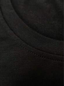 Family Letter Print Crew Neck T-Shirt, Casual Short Sleeve T-Shirt For Spring & Summer - Black - View 5
