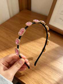 1 pieza Diadema elegante y brillante de plástico ABS con strass, accesorio para el cabello versátil y encantador para niñas, adecuado para todas las estaciones - Multicolor - Ver 13