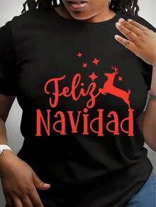 Suave, transpirable y ligero para comodidad durante todo el día. Camiseta Feliz Navidad, Camiseta Feliz Navidad, Camiseta Feliz Navidad en español, Feliz Navidad, Camiseta de Navidad, Pijama de Navidad. Cuello redondo clásico con un corte relajado que favorece todas las formas del cuerpo y es fácil de combinar con jeans, pantalones cortos y leggings. - Negro - Ver 10
