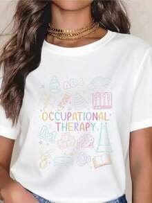 Premium Occupational Therapy T-Shirt For Therapists And Students - Colorful Design With Occupational Therapy Symbols, Perfect Gift For Occupational Therapy Professionals, Students, And Occupational Therapy Awareness Events. Gift Idea. - Putih - View 1