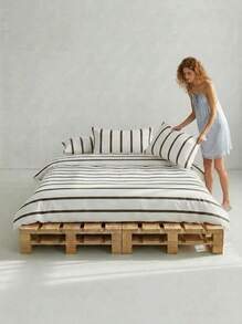 100% Washed Cotton Boho Striped Duvet Cover Set – Modern Soft Bedding (1 Duvet Cover + 1/2 Pillowcases) For All Seasons - Multicolor - View 2