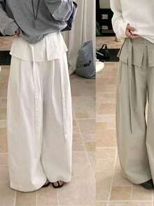 Women Pants - 白色和綠色 - 查看 7