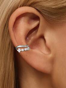 1pc 925 Sterling Silver Women's Clip-On Earrings, Hypoallergenic, Suitable For Daily Wear, Wedding, Party, Engagement, High-End Jewelry - Silver - View 4
