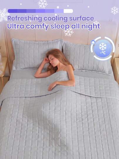 1pc Quilted Cooling Blanket, Air Conditioner Quilt, Lightweight Summer Bedspread Coverlet,Light Gray Lightweight Quilt, Breathable For All‑Night Coolness, Soft & Comfortable, Fits All Bed Sizes, Essential For Home Bedroom & Dorm, Bedroom Decor (Pillows & Pillowcases Not Included)