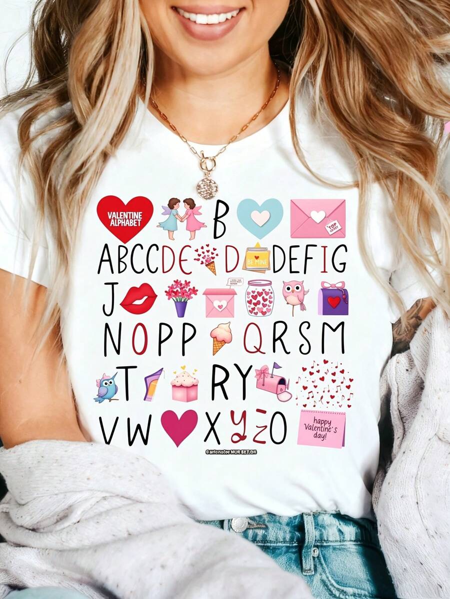Heartfelt Teacher Appreciation Graphic T-Shirt 100% Cotton Oversized Soft Breathable Casual Crewneck Short Sleeve Top Thank You Teacher Best Teacher Teacher's Day Educator Gift Cute Teachers Educators School Staff Gift Givers - 白色 - 查看 1