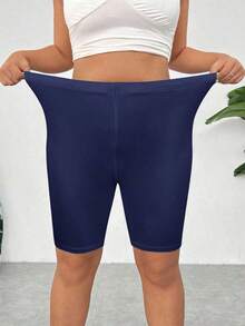 Pantalones Cortos de Compresión de Talla Grande  Negros de Secado Rápido y Refrigeración - Azul Marino - Ver 3