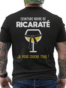 Men's Pastis French Liqueur T-Shirt - Martini Glass Design By Centure Noire De Ricarate With French Text, Funny Collectible T-Shirt For Aperitifs, Casual Short-Sleeved Crew Neck T-Shirt For Pastis Lovers And Martini Enthusiasts. Loose And Comfortable. - Back - View 6